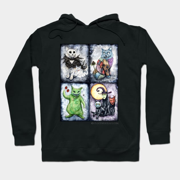 Nightmeow Before Hiss-tmas Halloween Cat Hoodie by Clockwork Art